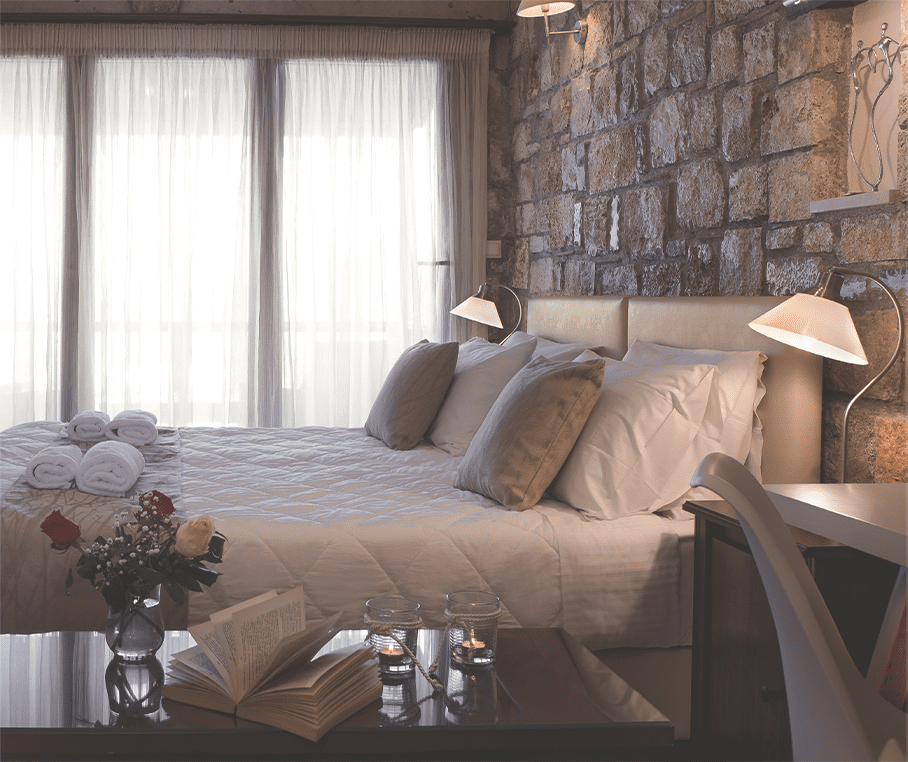 Interior bed and balcony